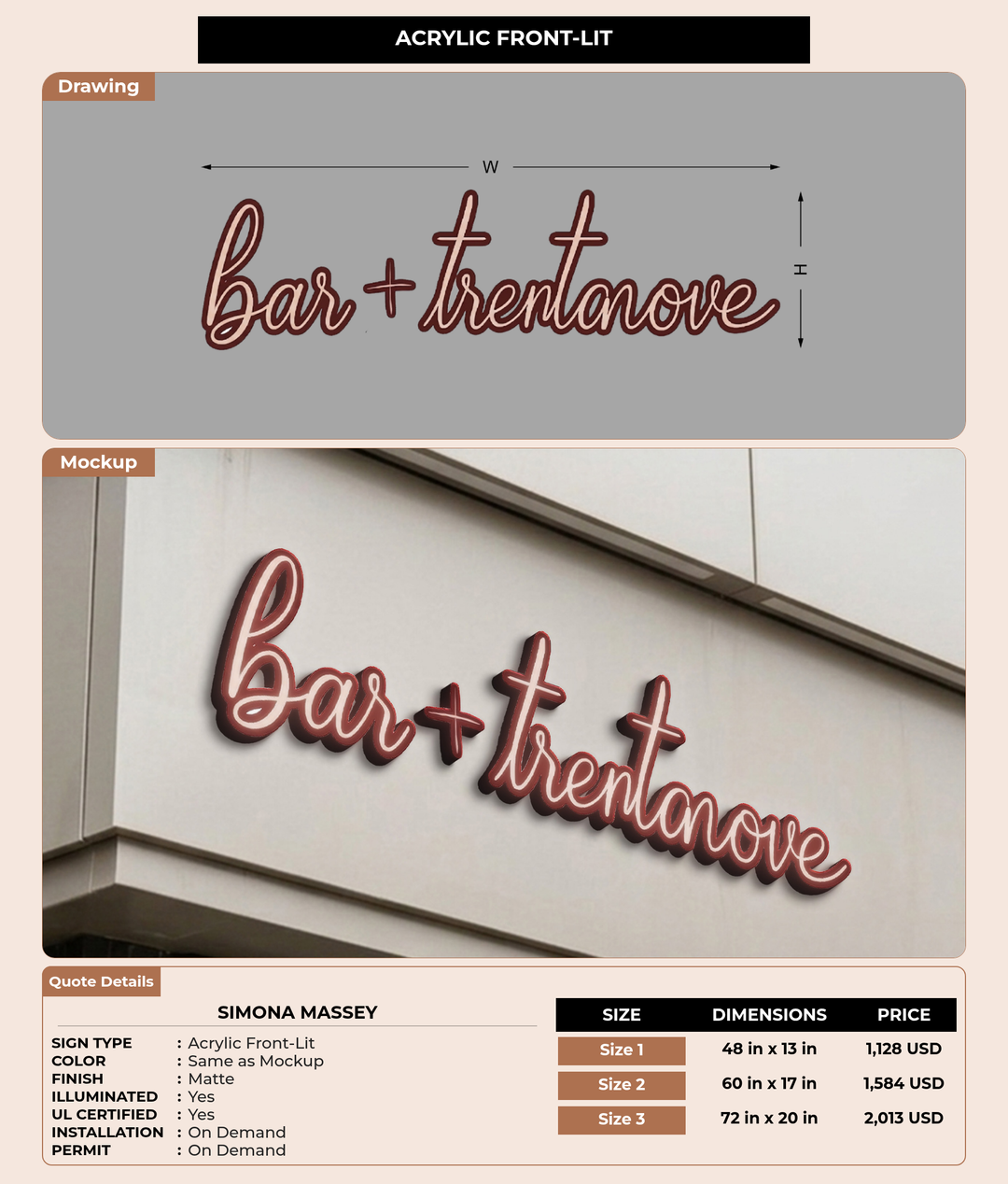 CUSTOM MOCKUP SIGN FOR Simona Massey