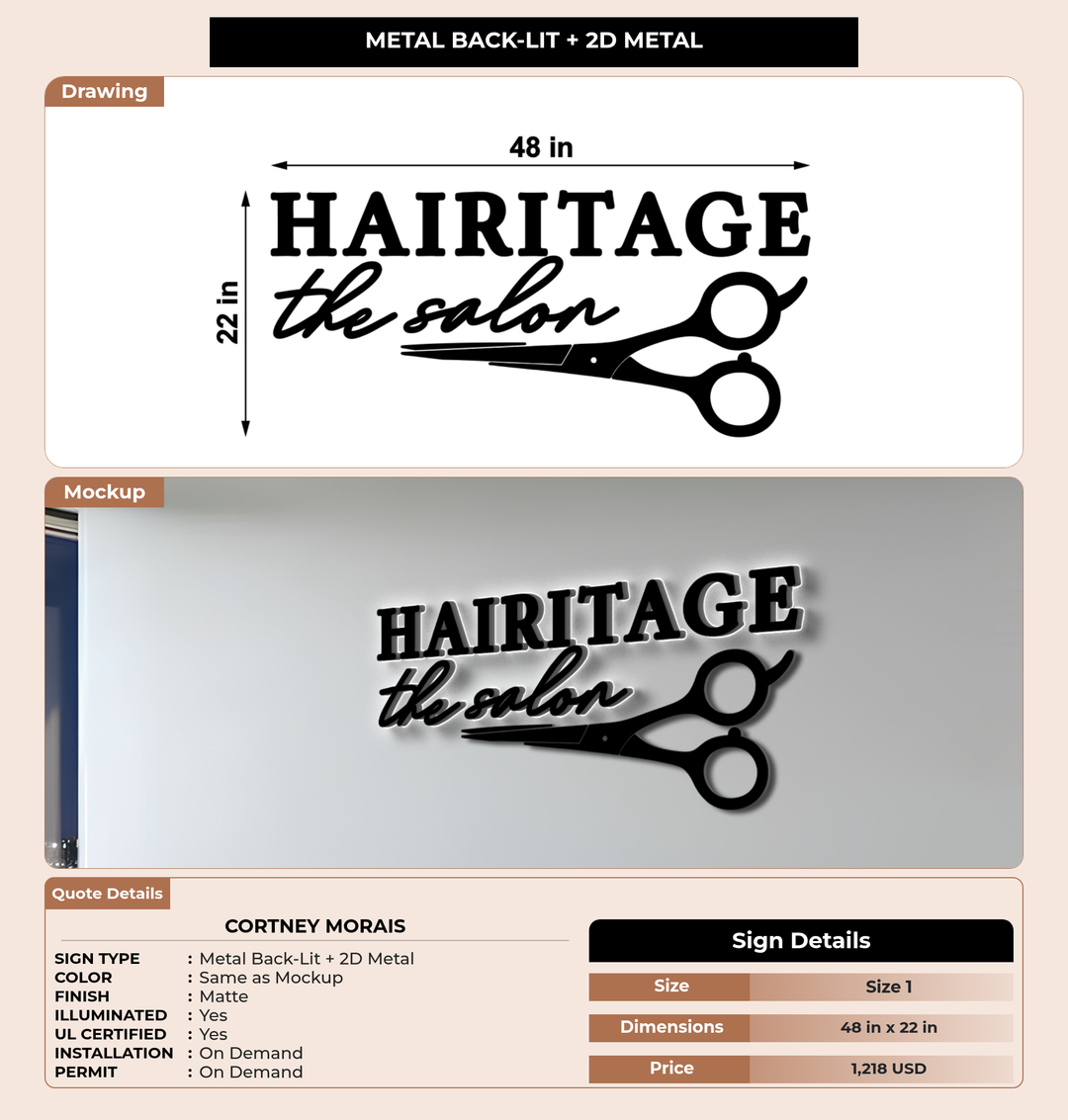 CUSTOM MOCKUP SIGN FOR Cortney Morais