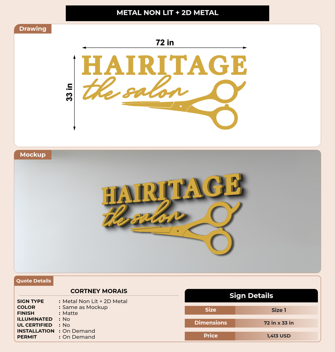 CUSTOM MOCKUP SIGN FOR Cortney Morais