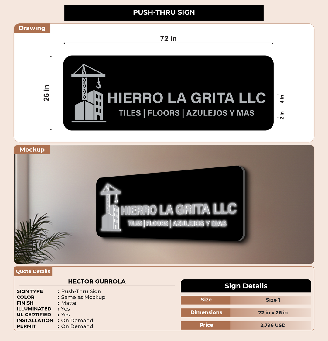 CUSTOM MOCKUP SIGN FOR Hector Gurrola