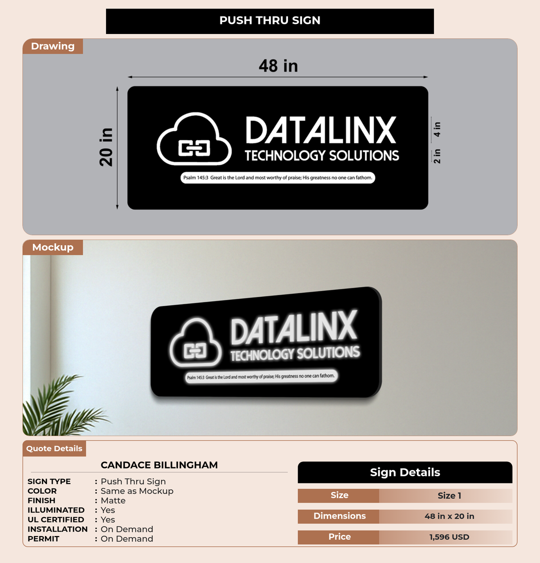 CUSTOM MOCKUP SIGN FOR Candace Billingham