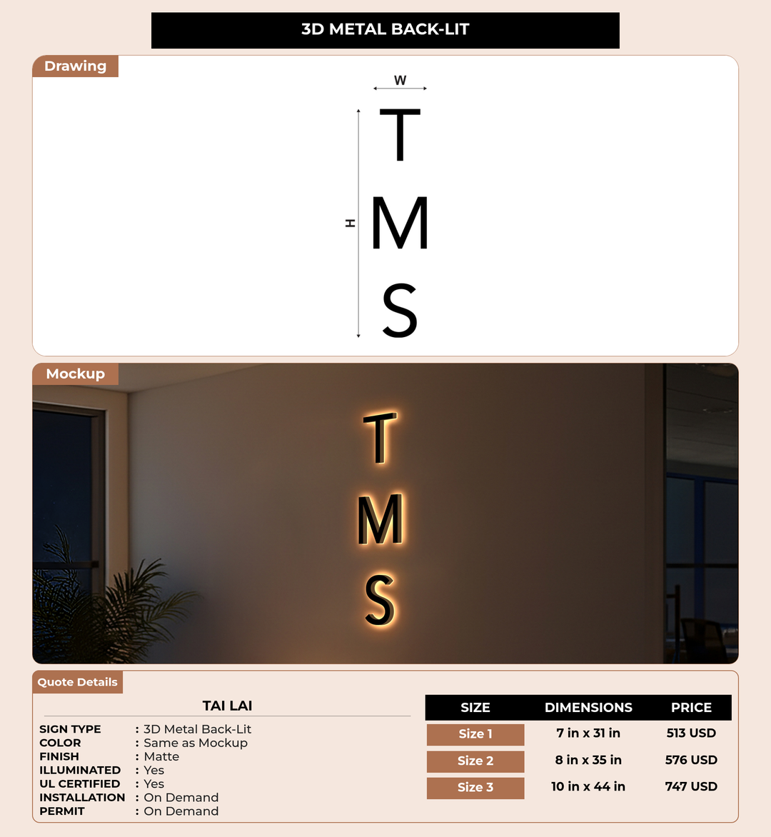 CUSTOM MOCKUP SIGN FOR Tai Lai