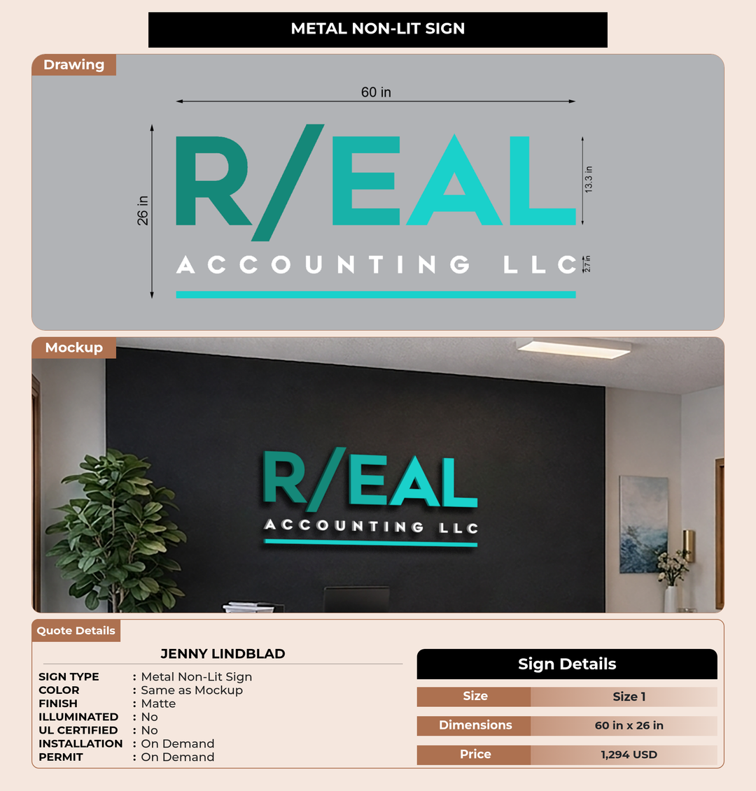 CUSTOM MOCKUP SIGN FOR Jenny Lindblad