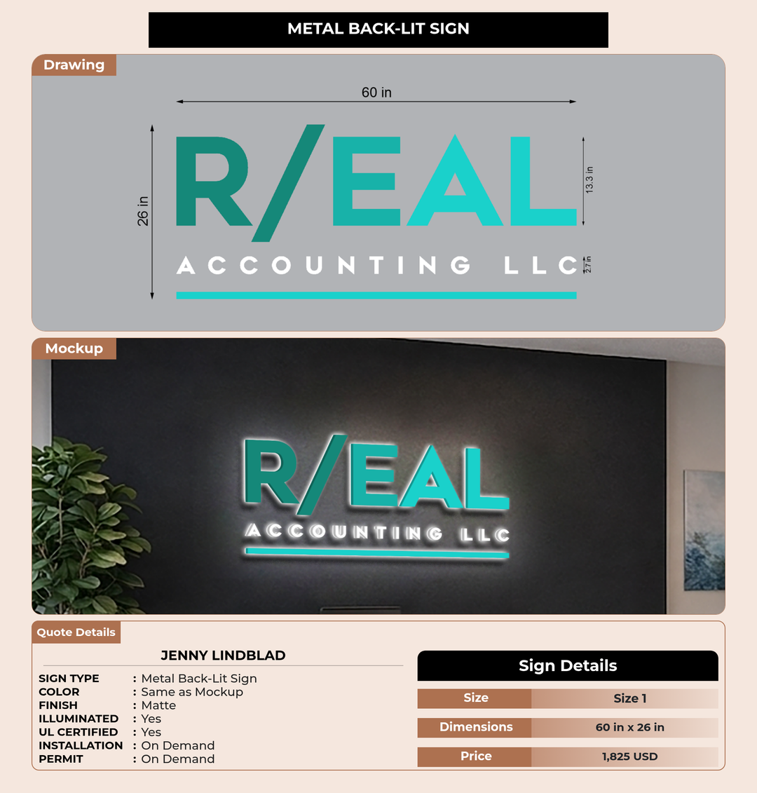 CUSTOM MOCKUP SIGN FOR Jenny Lindblad