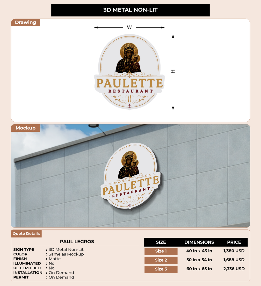CUSTOM MOCKUP SIGN FOR Paul Legros