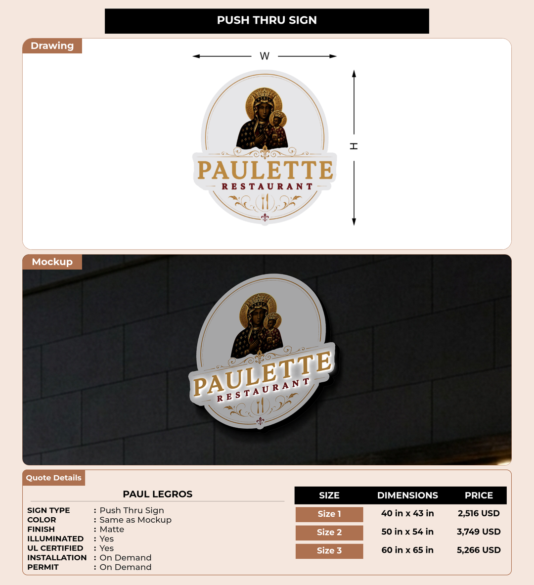 CUSTOM MOCKUP SIGN FOR Paul Legros