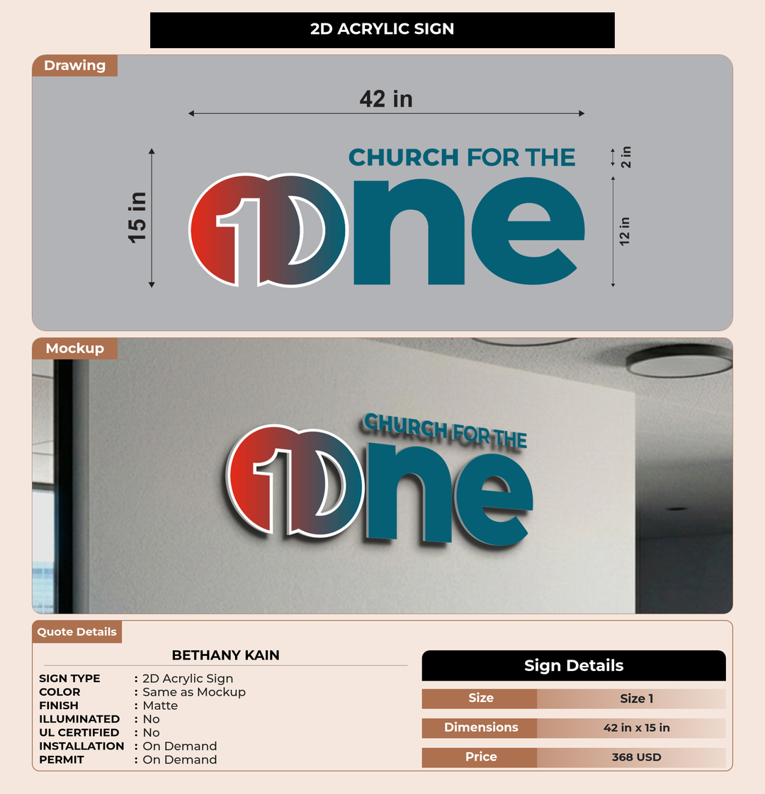 CUSTOM MOCKUP SIGN FOR Bethany Kain