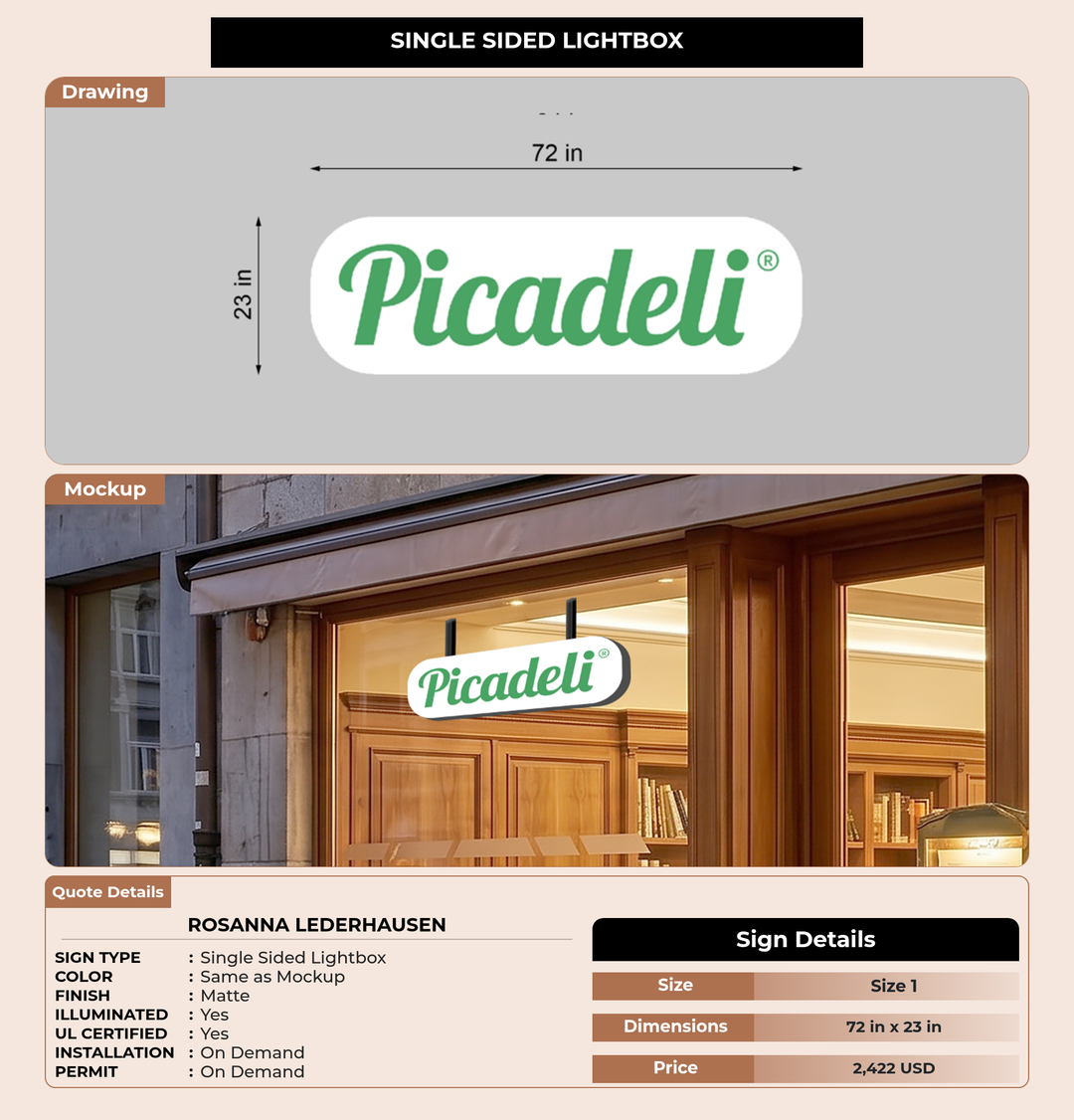 CUSTOM MOCKUP SIGN FOR Rosanna Lederhausen