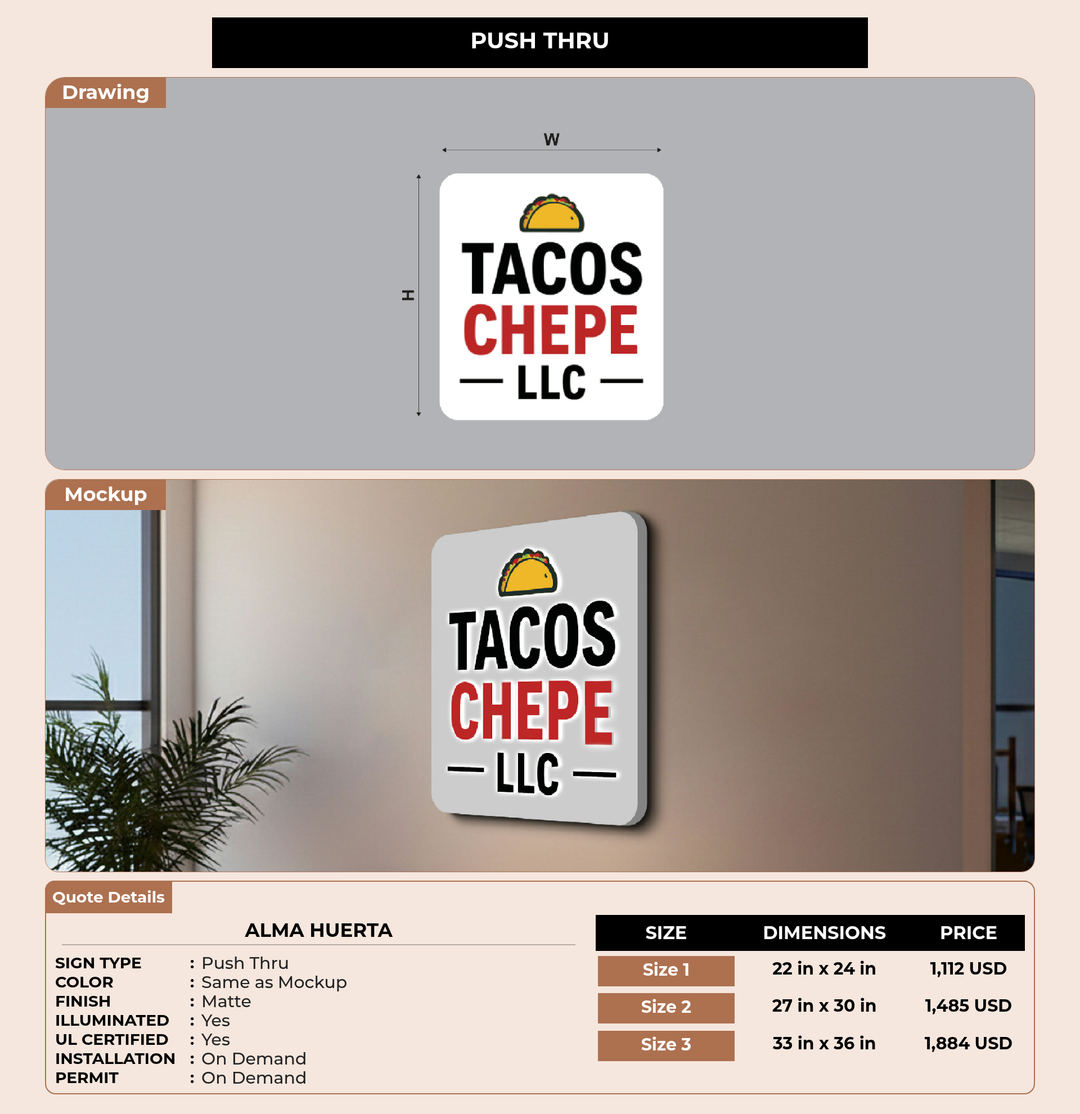 CUSTOM MOCKUP SIGN FOR Alma Huerta