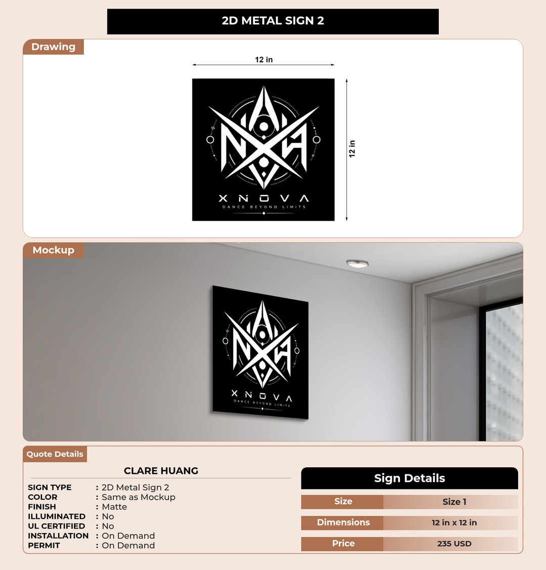 CUSTOM MOCKUP SIGN FOR Clare Huang