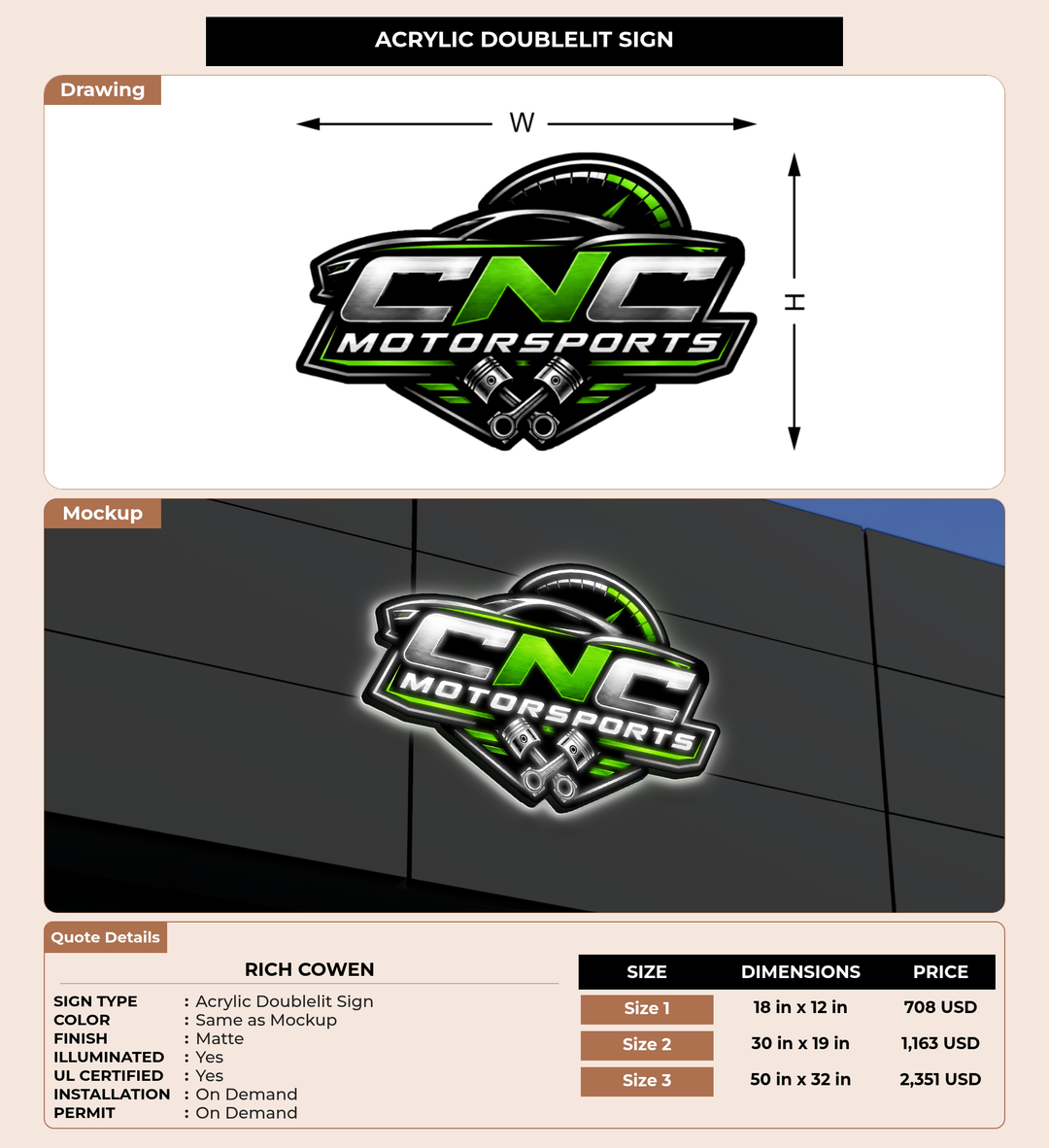 CUSTOM MOCKUP SIGN FOR Rich Cowen