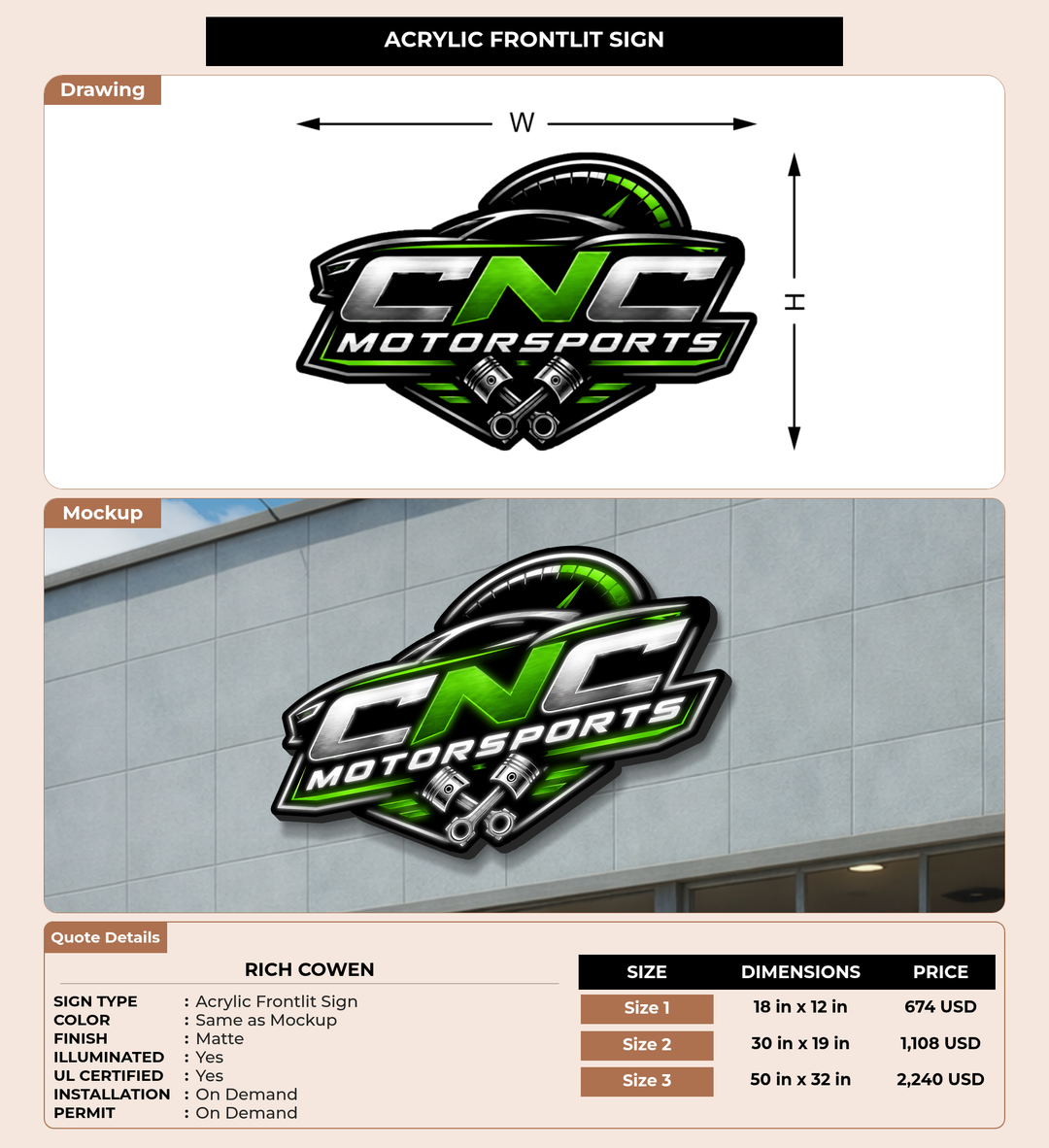 CUSTOM MOCKUP SIGN FOR Rich Cowen