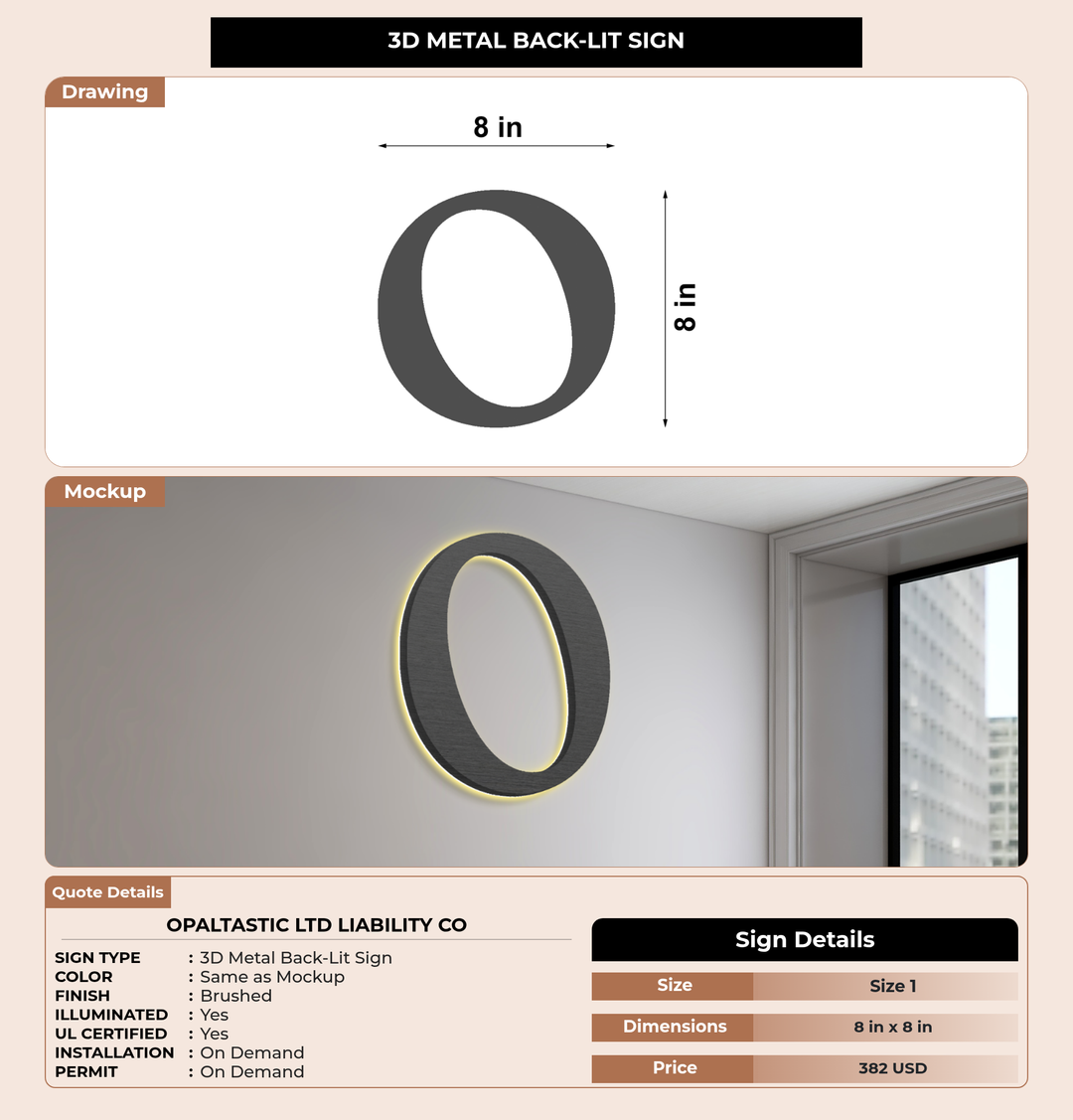 CUSTOM MOCKUP SIGN FOR Opaltastic LTD liability co