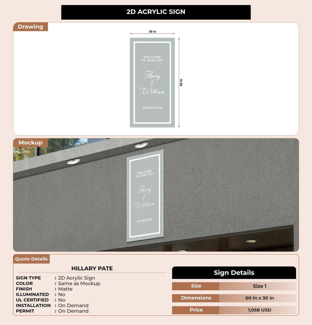 CUSTOM MOCKUP SIGN FOR Hillary Pate