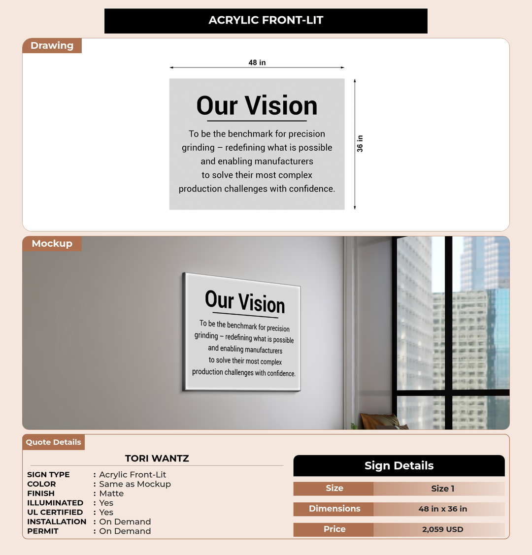 CUSTOM MOCKUP SIGN FOR Tori Wantz