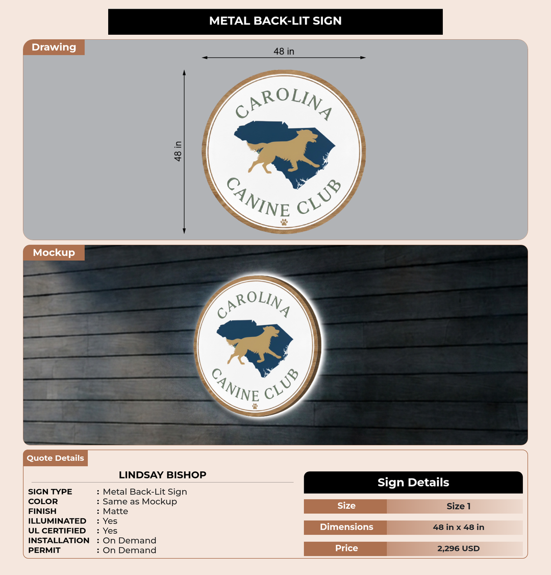 CUSTOM MOCKUP SIGN FOR Lindsay bishop