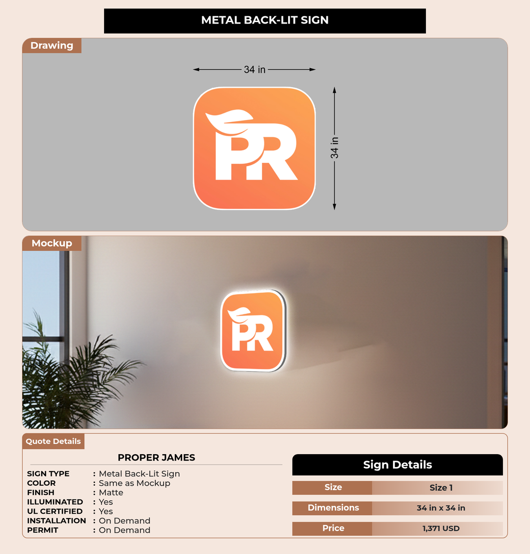 CUSTOM MOCKUP SIGN FOR Proper James