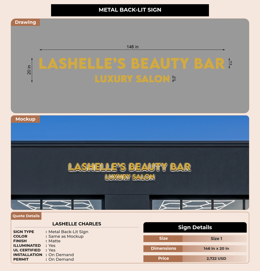 CUSTOM MOCKUP SIGN FOR lashelle charles