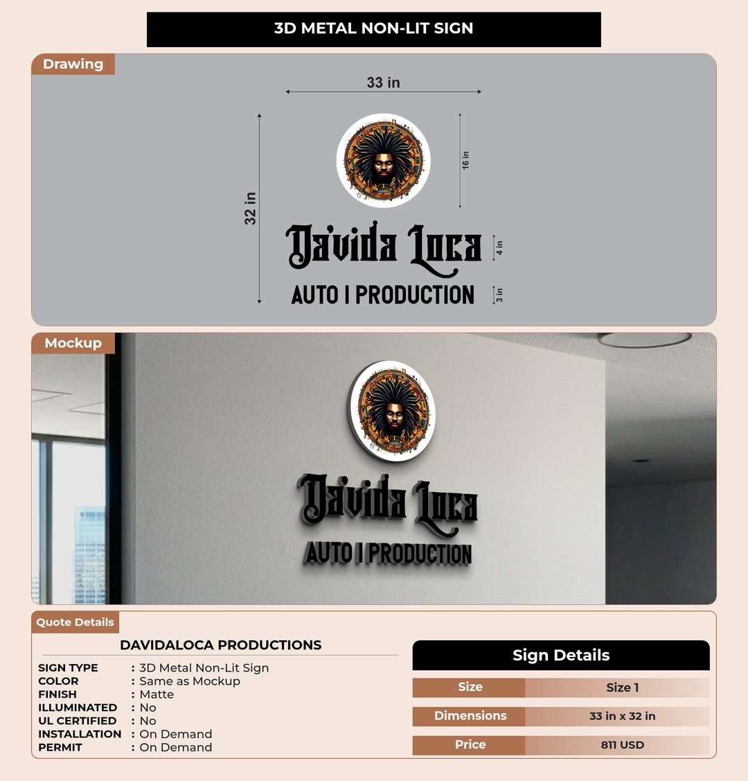 CUSTOM MOCKUP SIGN FOR DAVIDALOCA PRODUCTIONS