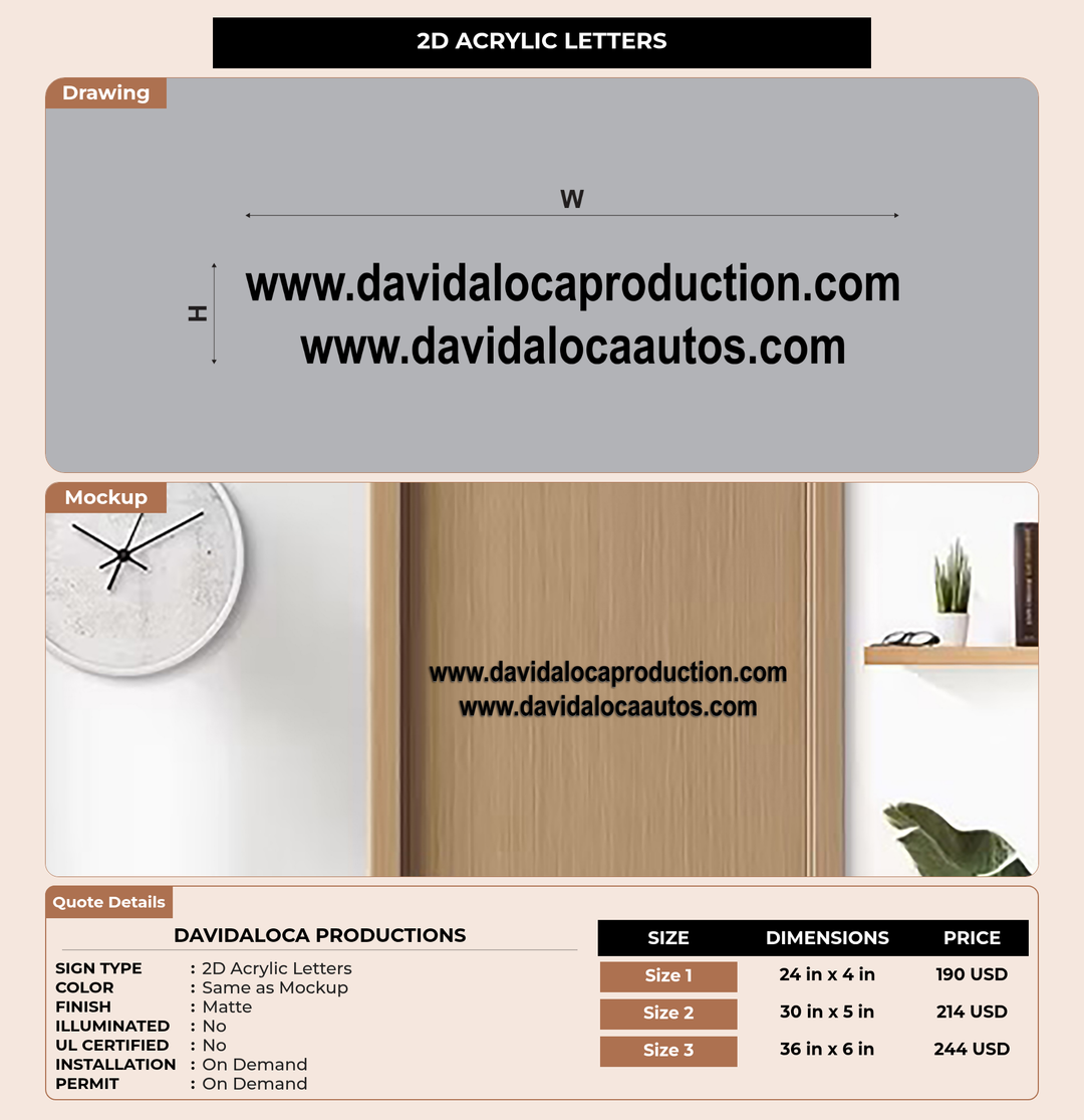 CUSTOM MOCKUP SIGN FOR DAVIDALOCA PRODUCTIONS