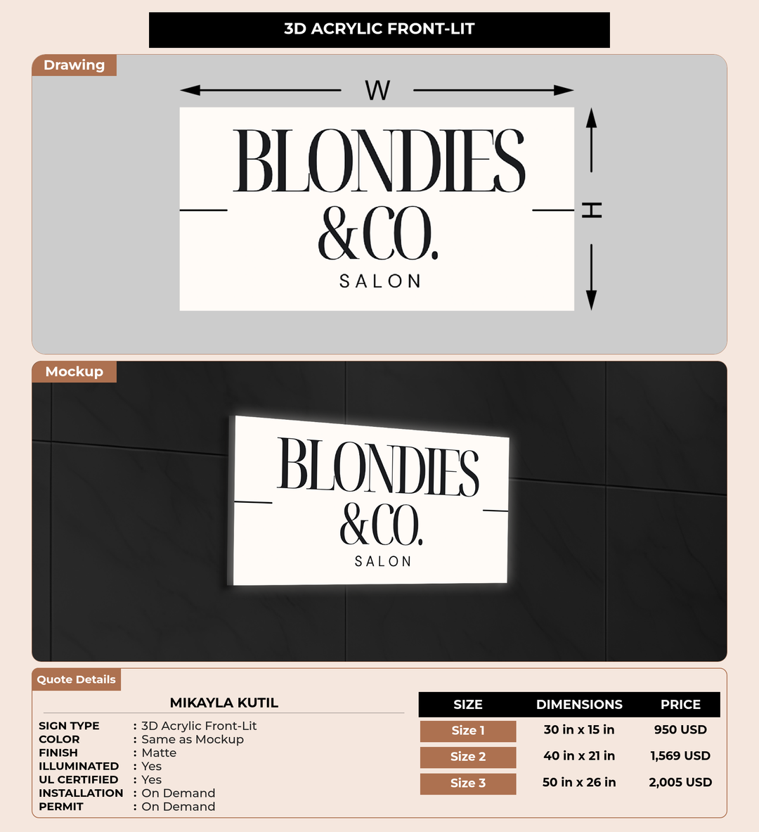 CUSTOM MOCKUP SIGN FOR Mikayla Kutil