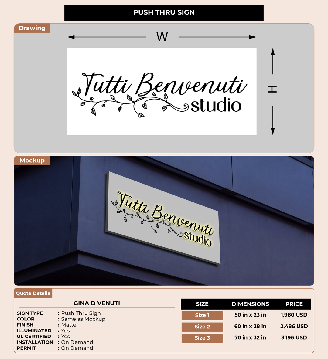 CUSTOM MOCKUP SIGN FOR Gina D Venuti