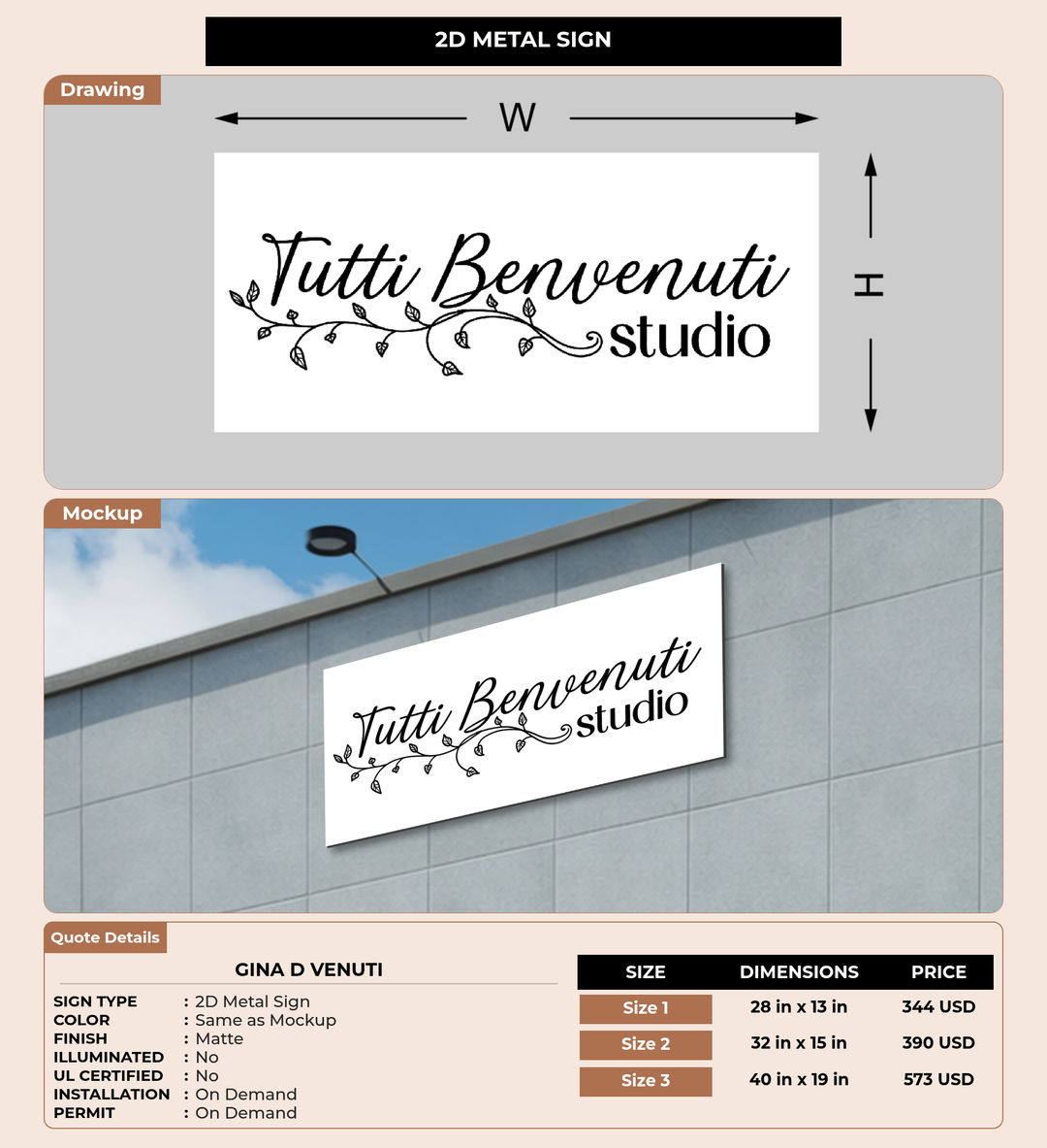 CUSTOM MOCKUP SIGN FOR Gina D Venuti