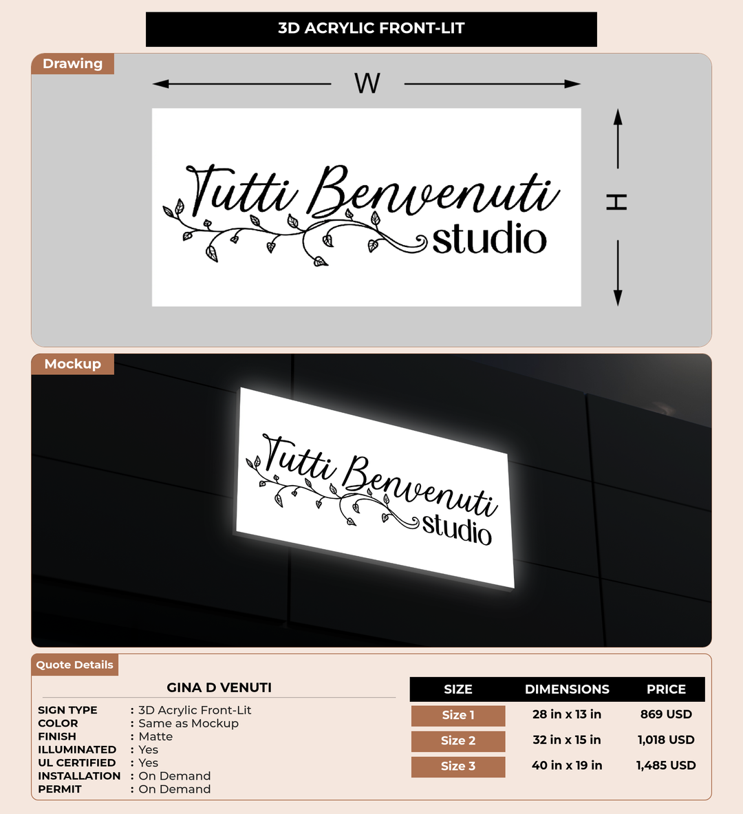 CUSTOM MOCKUP SIGN FOR Gina D Venuti