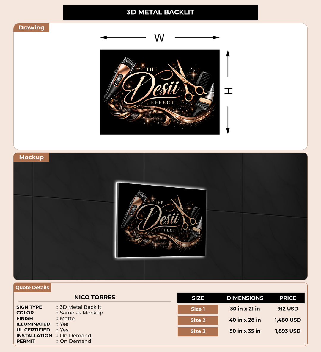CUSTOM MOCKUP SIGN FOR Nico Torres
