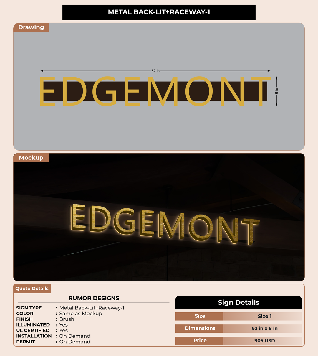 CUSTOM MOCKUP SIGN FOR Rumor Designs