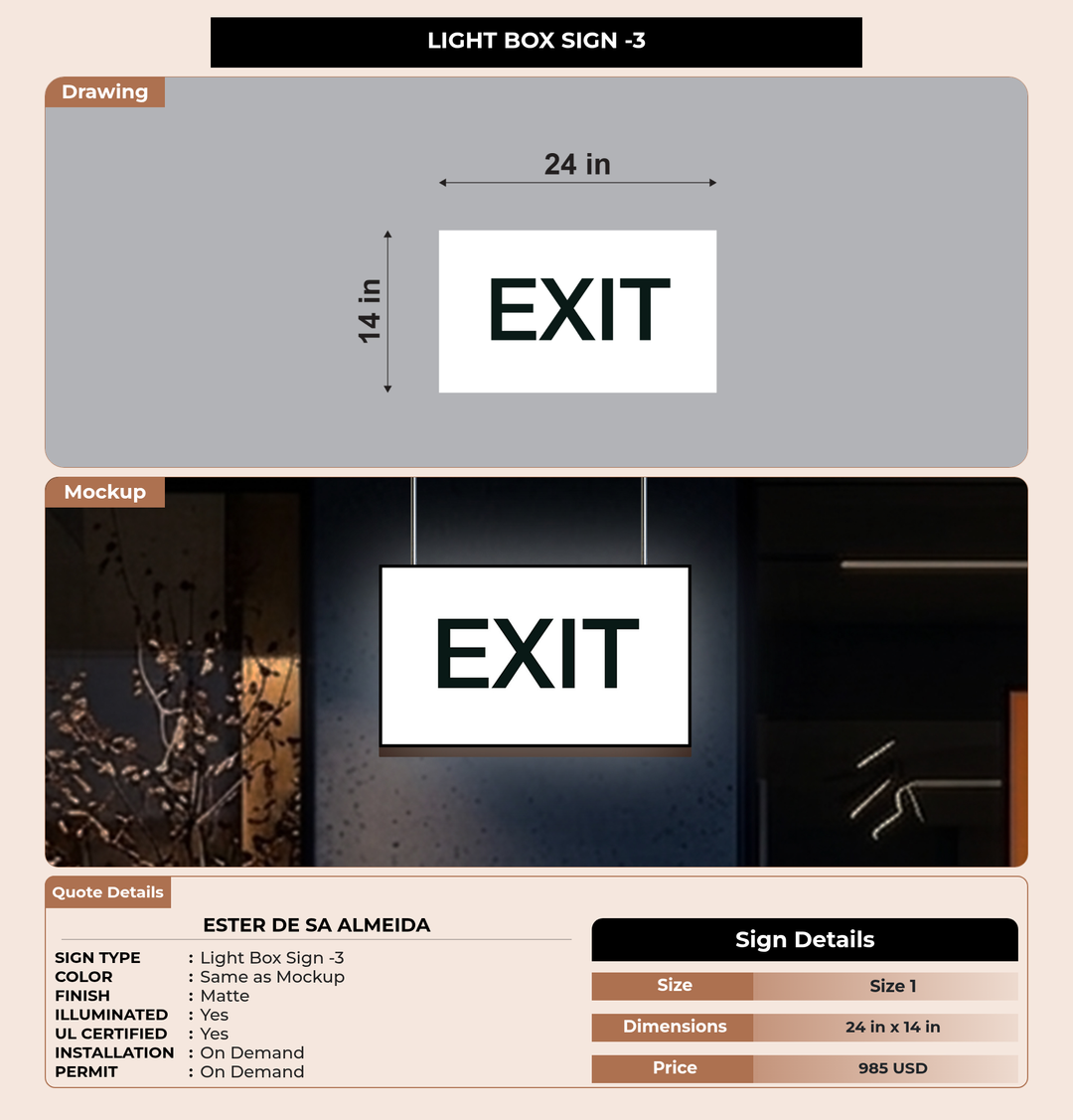 CUSTOM MOCKUP SIGN FOR Ester De Sa Almeida