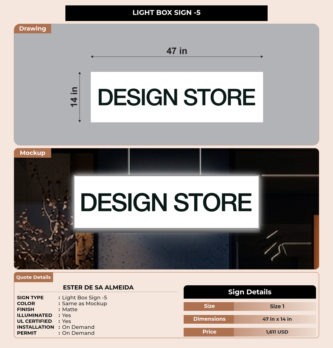 CUSTOM MOCKUP SIGN FOR Ester De Sa Almeida