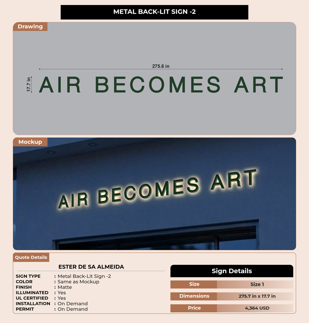 CUSTOM MOCKUP SIGN FOR Ester De Sa Almeida