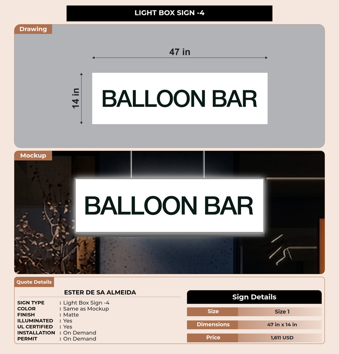 CUSTOM MOCKUP SIGN FOR Ester De Sa Almeida