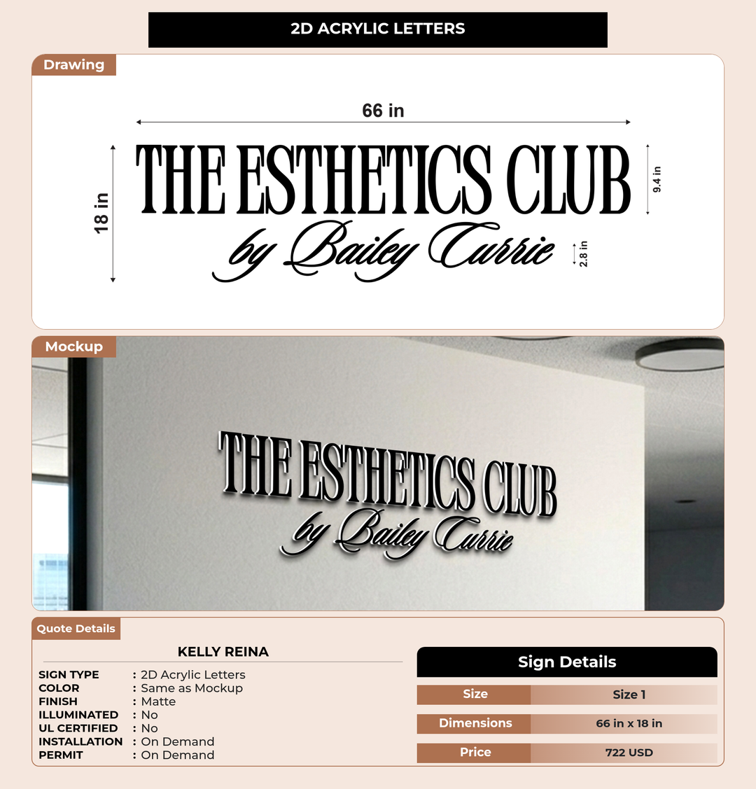 CUSTOM MOCKUP SIGN FOR Kelly Reina
