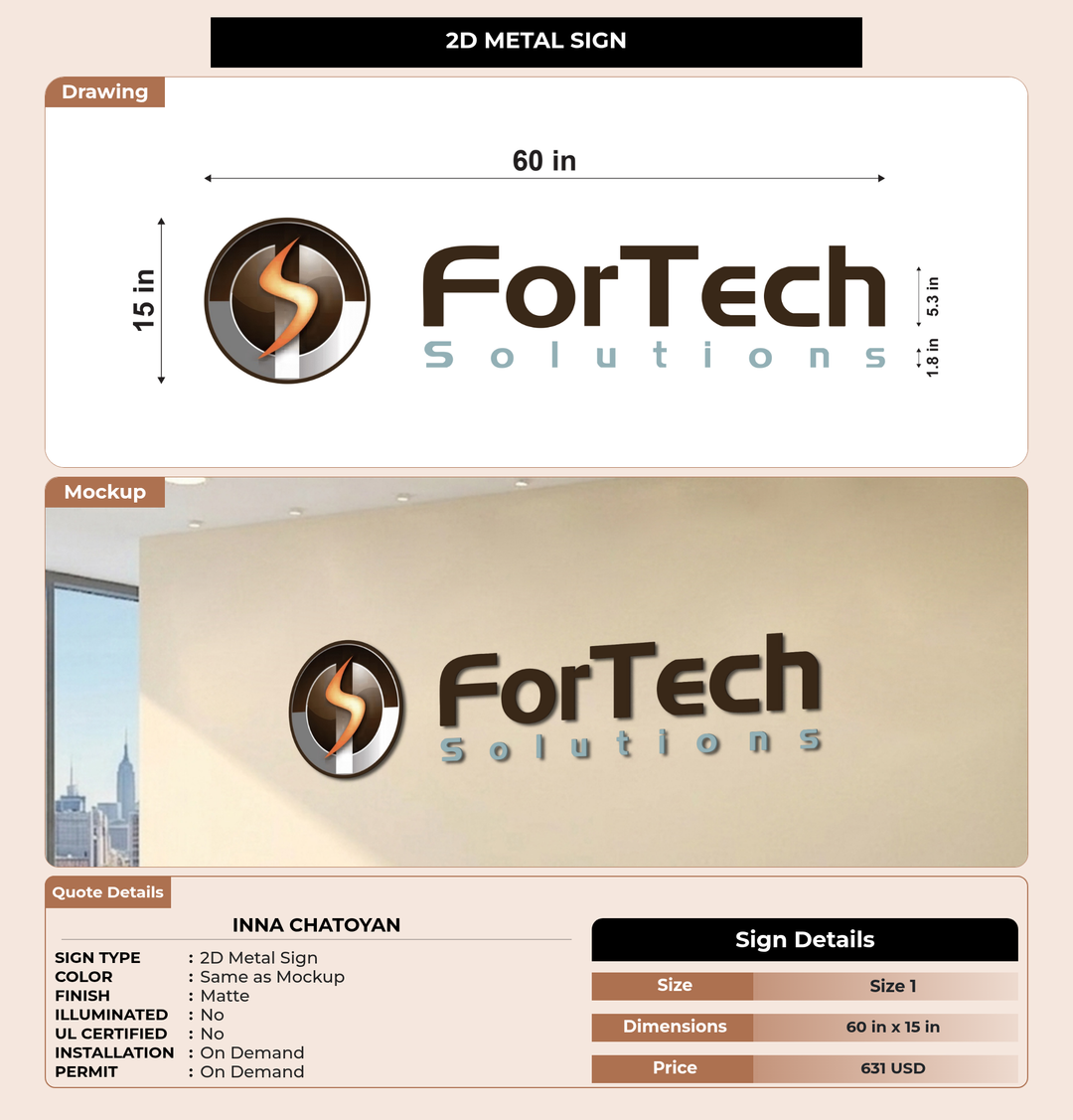 CUSTOM MOCKUP SIGN FOR Inna Chatoyan