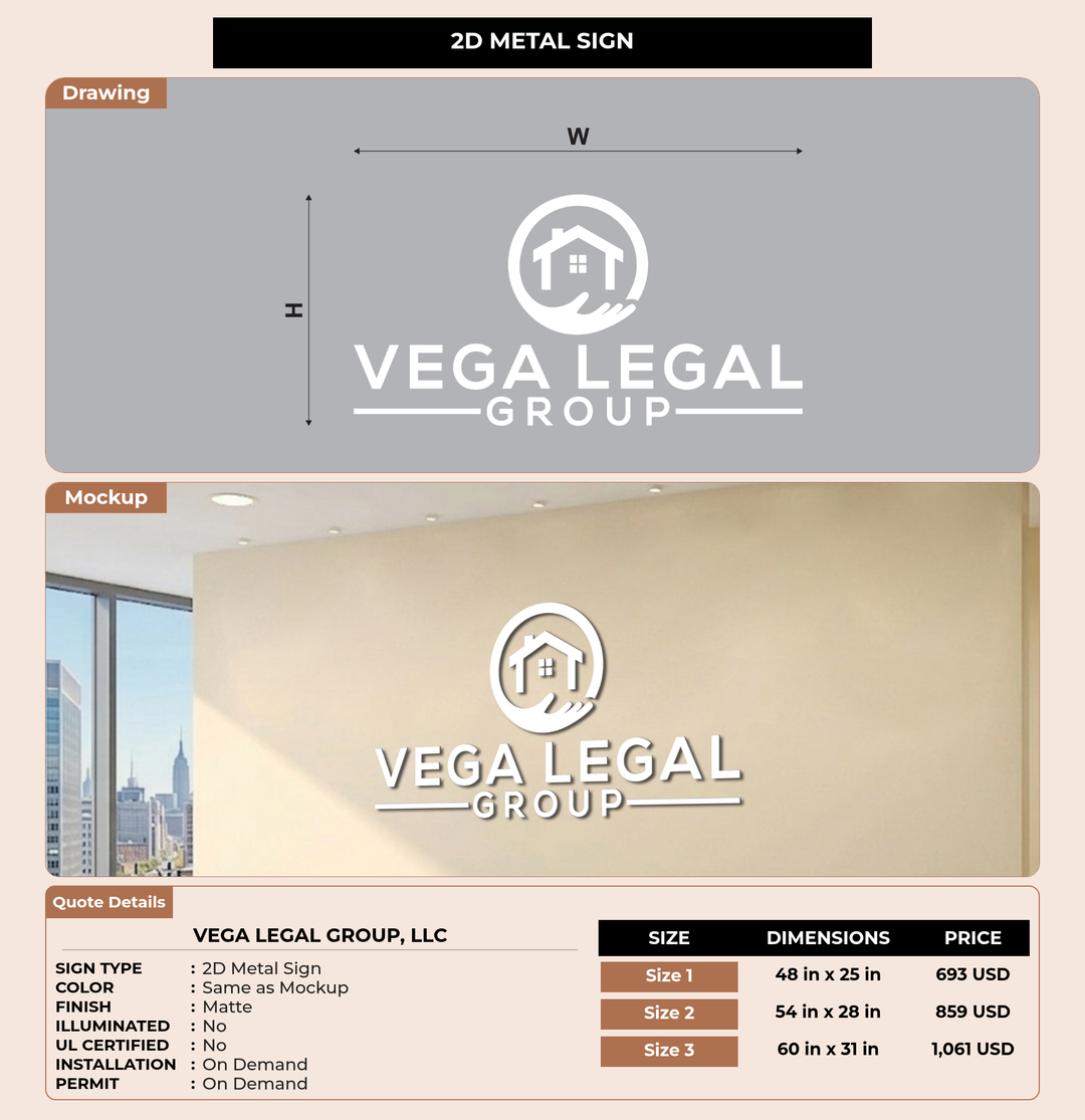 CUSTOM MOCKUP SIGN FOR Vega Legal Group, LLC
