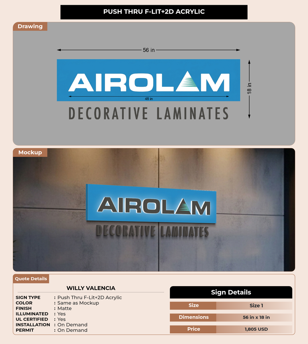 CUSTOM MOCKUP SIGN FOR Willy Valencia
