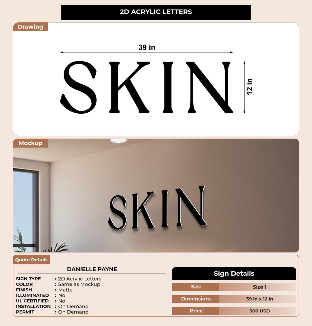 CUSTOM MOCKUP SIGN FOR Danielle Payne