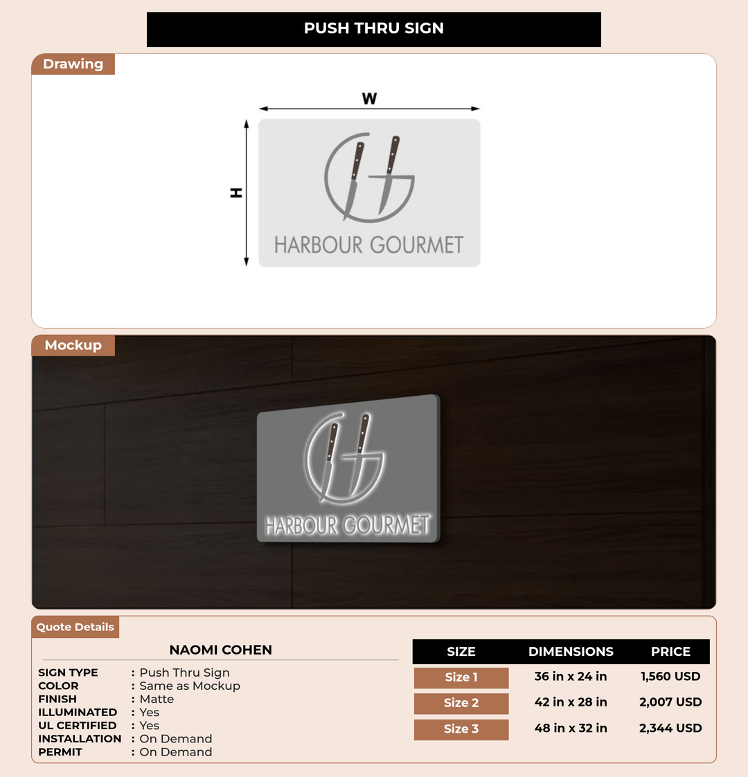 CUSTOM MOCKUP SIGN FOR Naomi Cohen