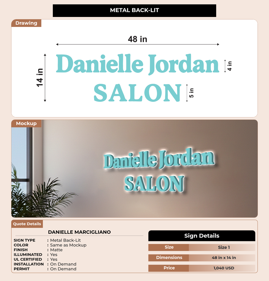 CUSTOM MOCKUP SIGN FOR Danielle Marcigliano