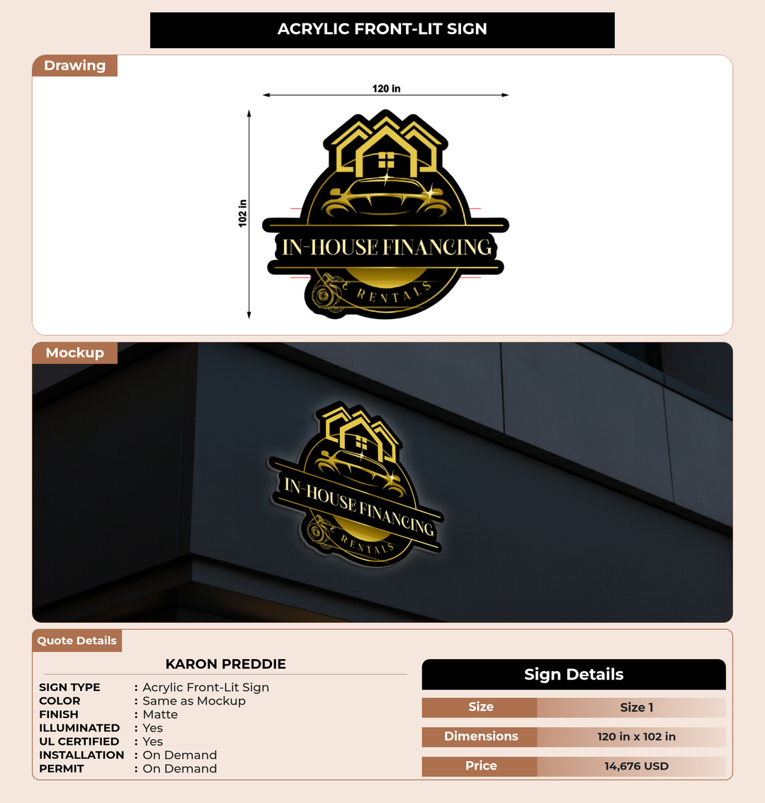 CUSTOM MOCKUP SIGN FOR Karon Preddie