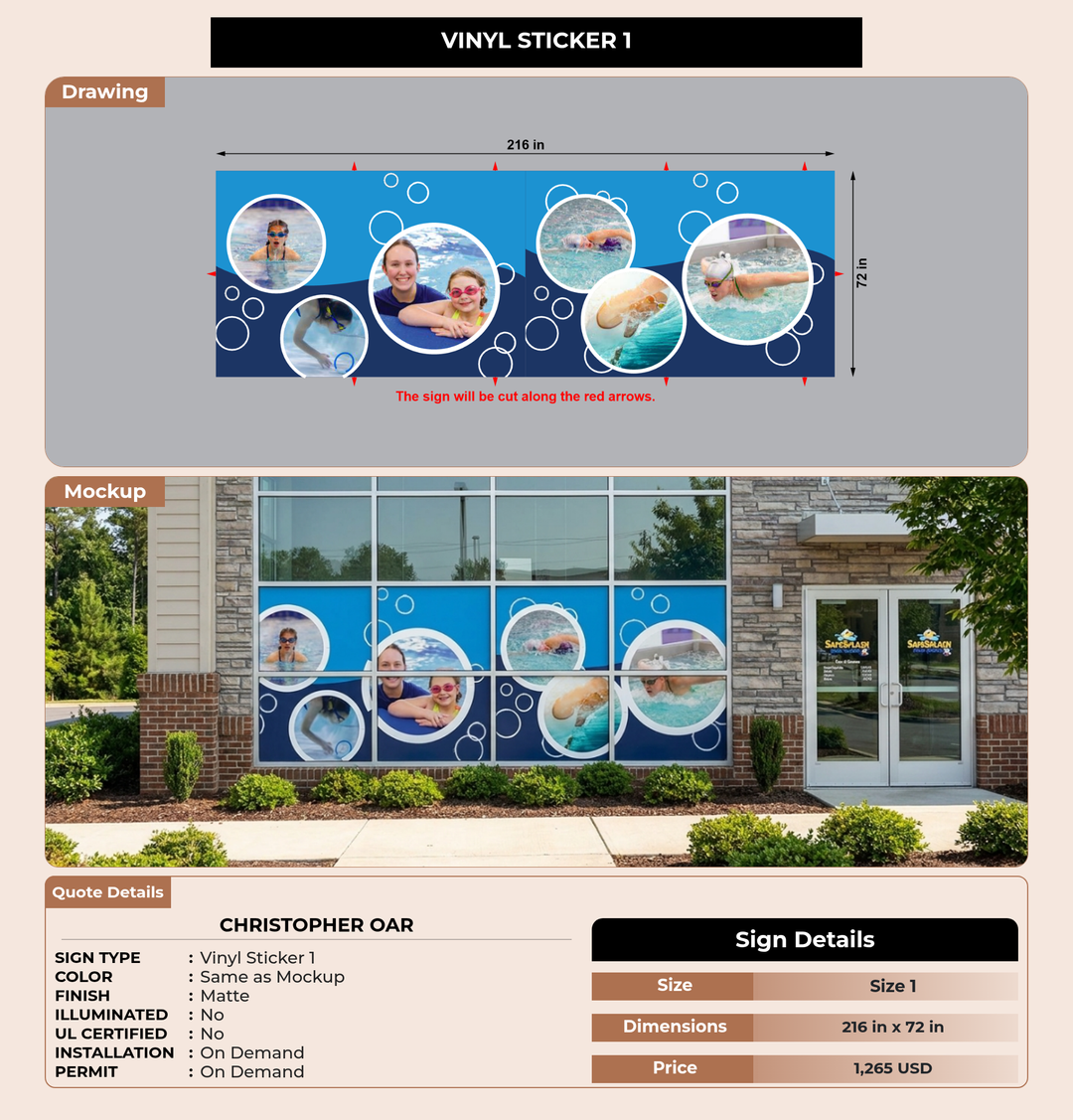 CUSTOM MOCKUP SIGN FOR Christopher Oar