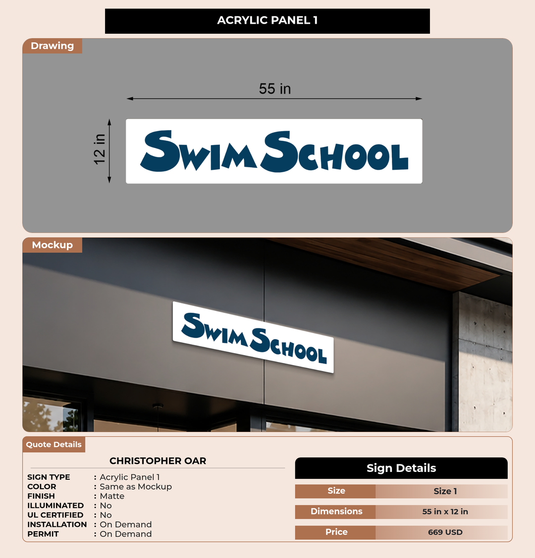 CUSTOM MOCKUP SIGN FOR Christopher Oar