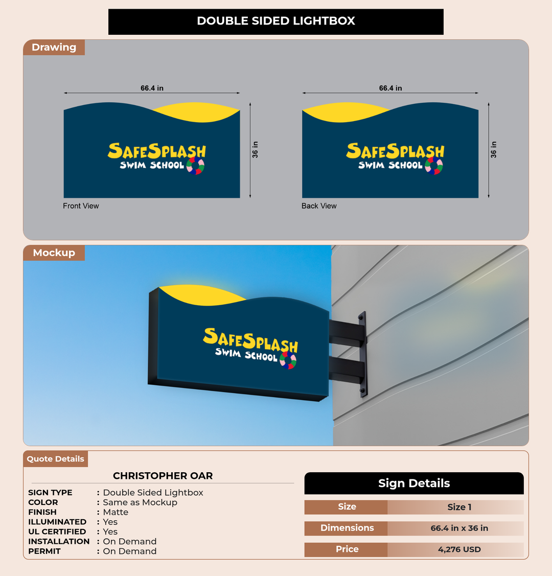 CUSTOM MOCKUP SIGN FOR Christopher Oar