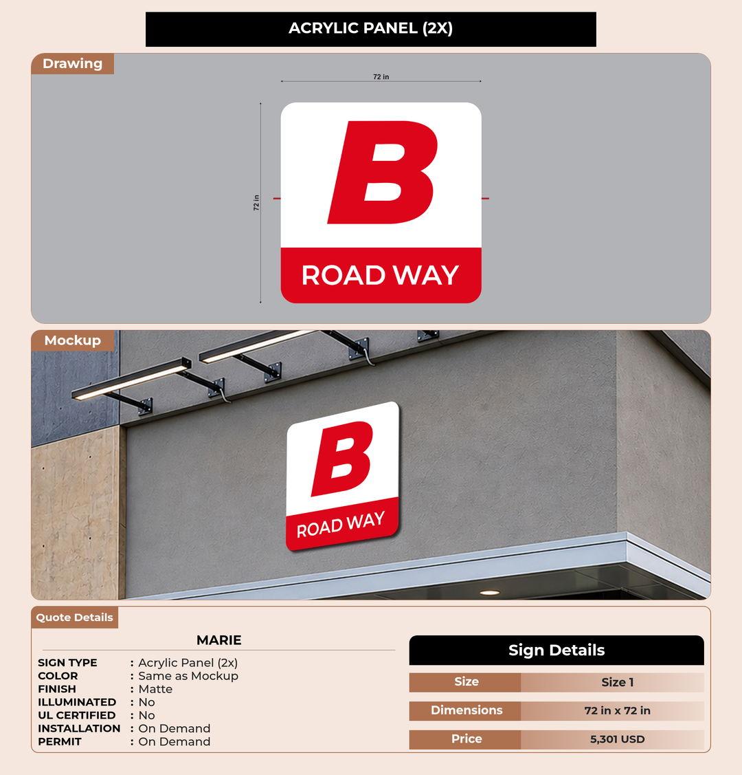 CUSTOM MOCKUP SIGN FOR marie