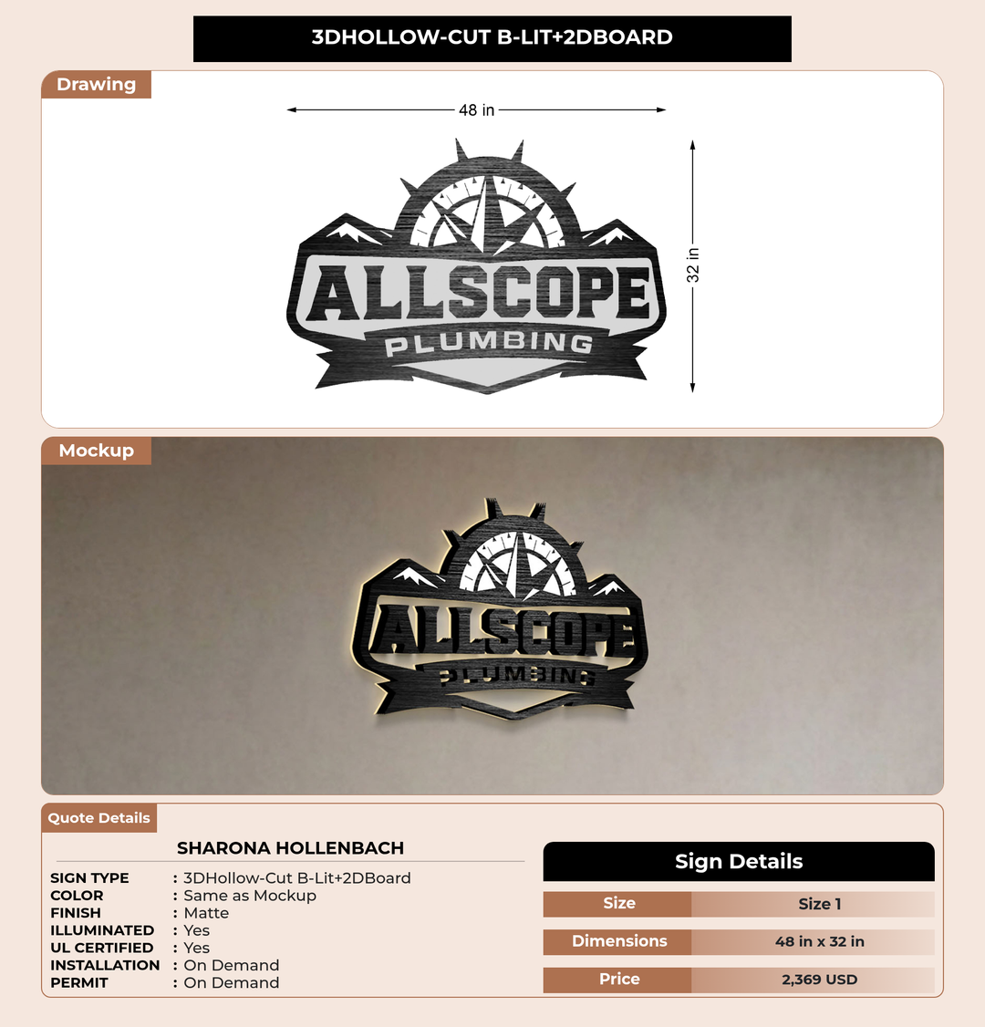 CUSTOM MOCKUP SIGN FOR Sharona Hollenbach