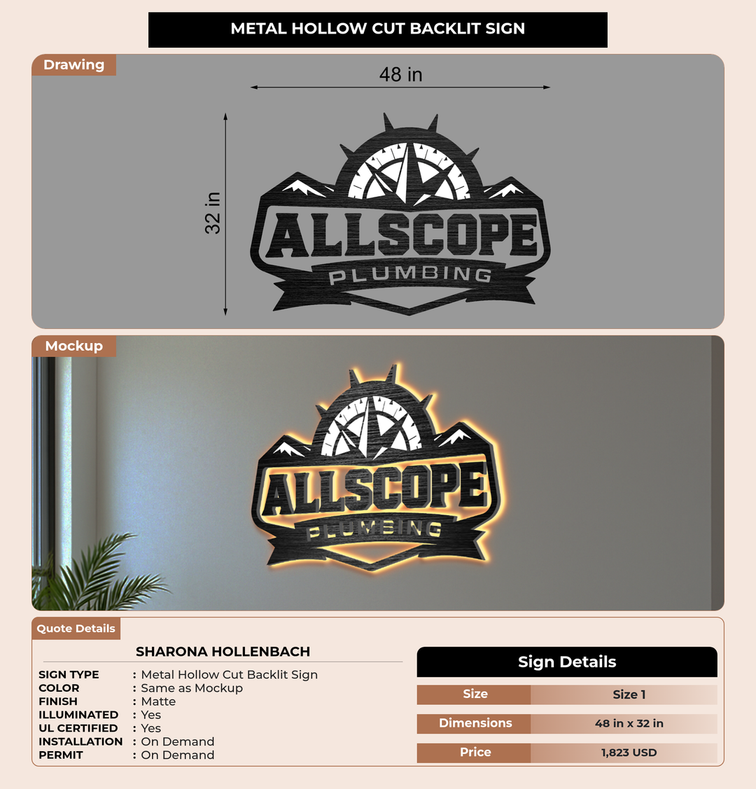 CUSTOM MOCKUP SIGN FOR Sharona Hollenbach
