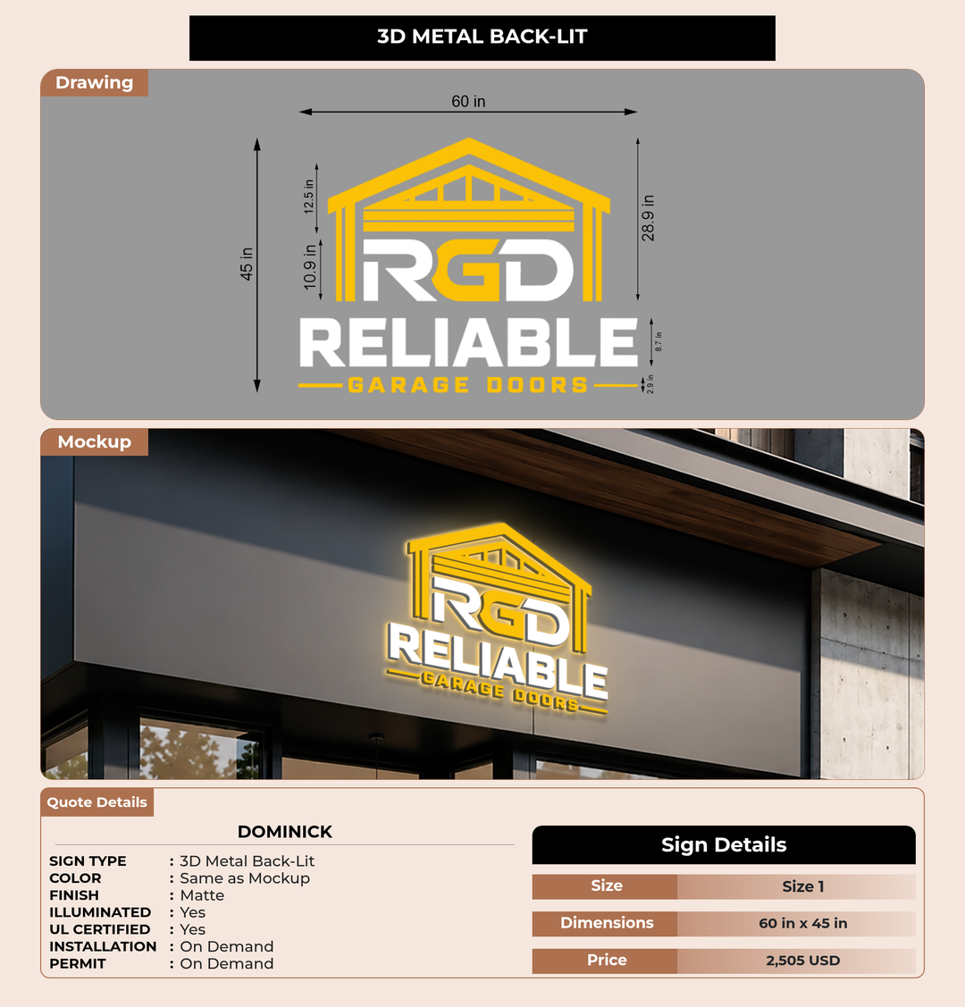 CUSTOM MOCKUP SIGN FOR Dominick