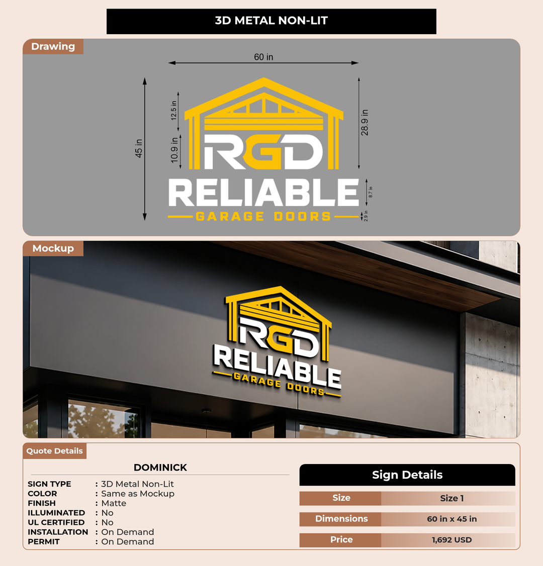 CUSTOM MOCKUP SIGN FOR Dominick